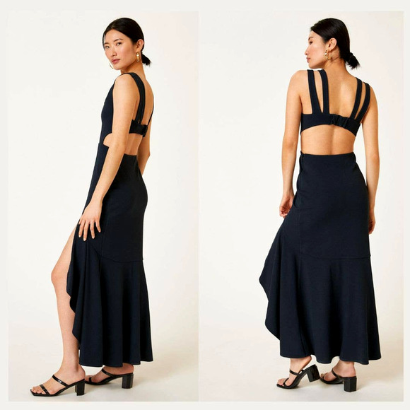 Anthropologie Maeve Open-Back Knit Black Maxi Dress - Large NEW - Picture 1 of 4